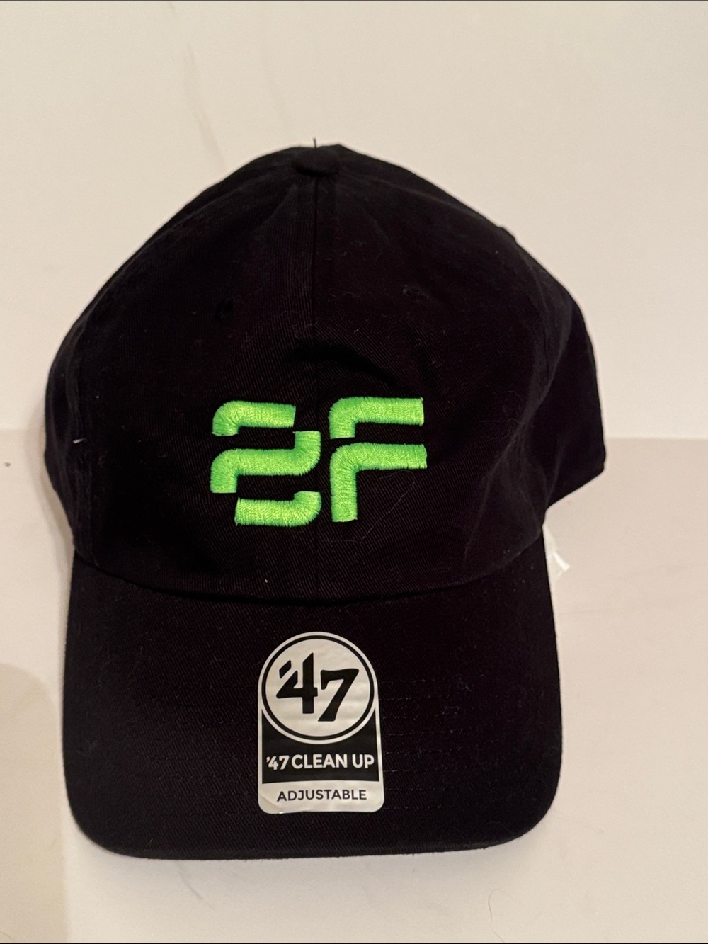47 Black Baseball Cap with Neon Green Embroidered Logo
